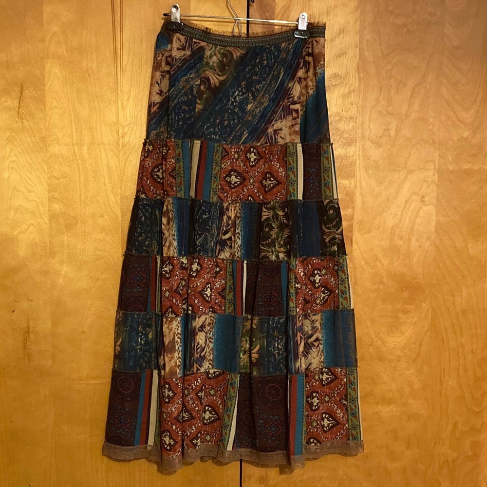 The Pyramid Collection Large Bohemian Patchwork Maxi Skirt